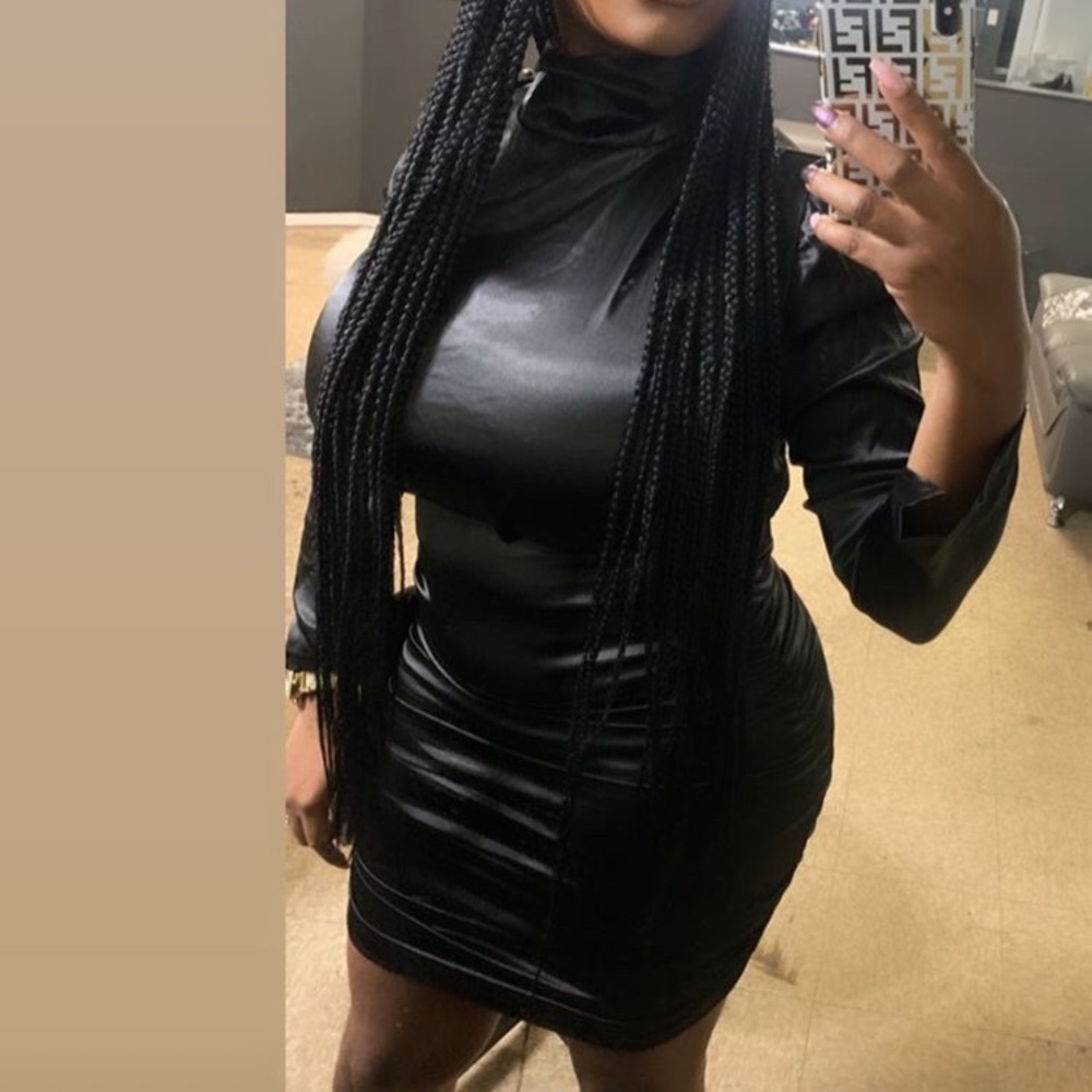 Black satin dress